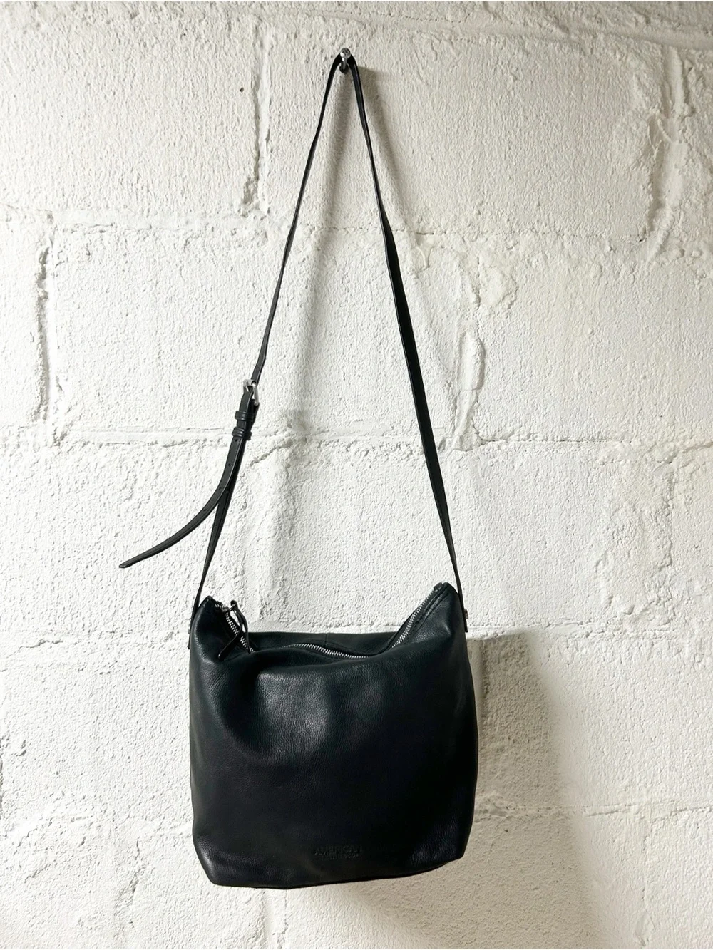 American Leather Co. Dayton Black Pebbled Leather Crossbody Hobo Bag; $145 MSRP